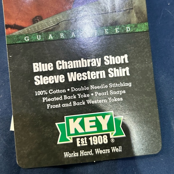 Key Western Wear Chambray Shirt, Pearl Snaps, Large - Picture 6 of 10